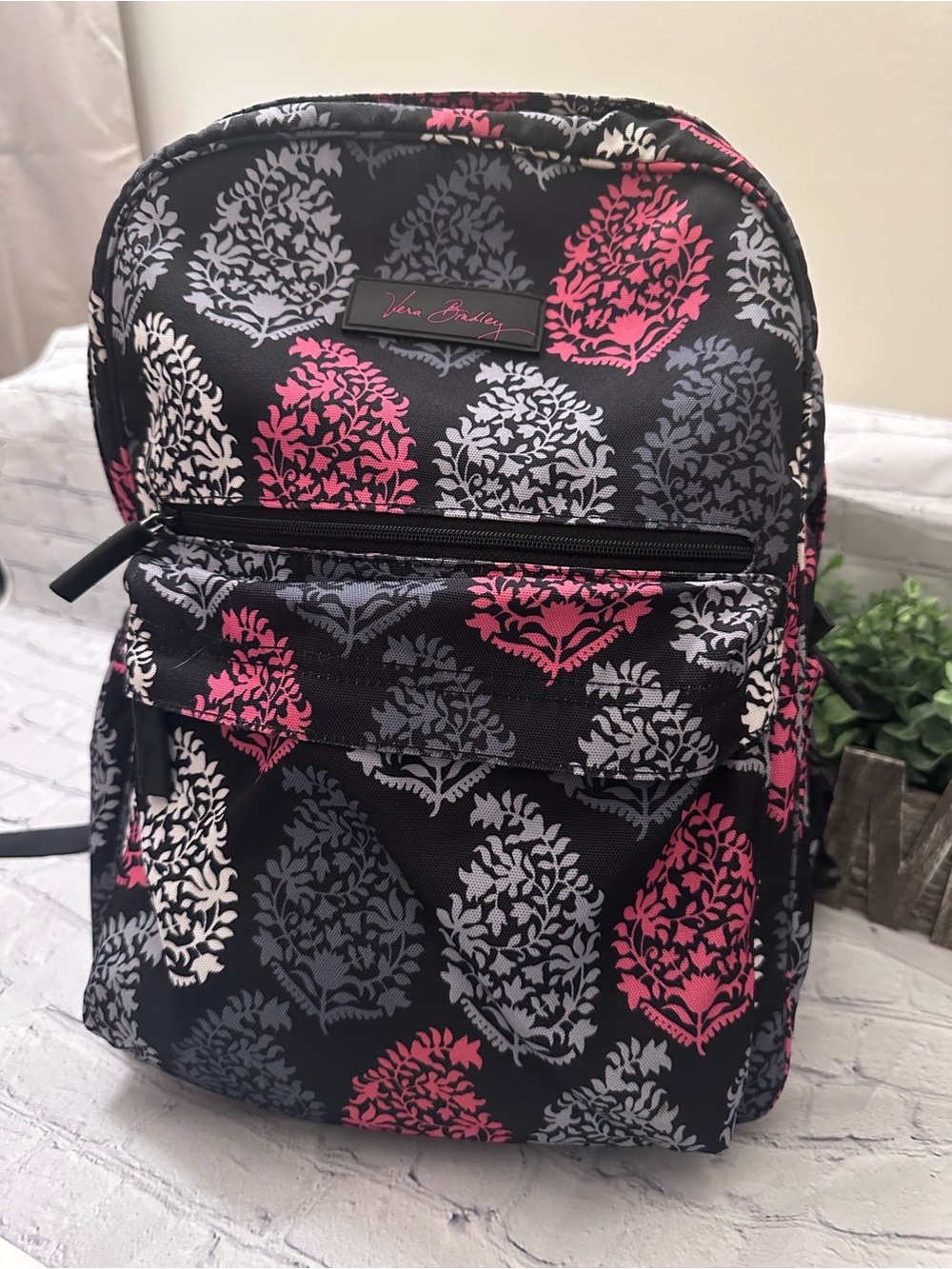 - Vera Bradley Black Laptop Backpack in Lighten Up Grande Print